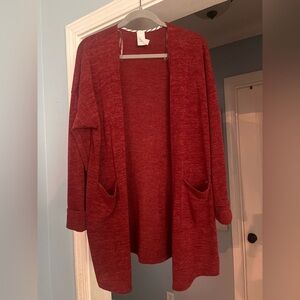 Honeyme Red Open Front Cardigan